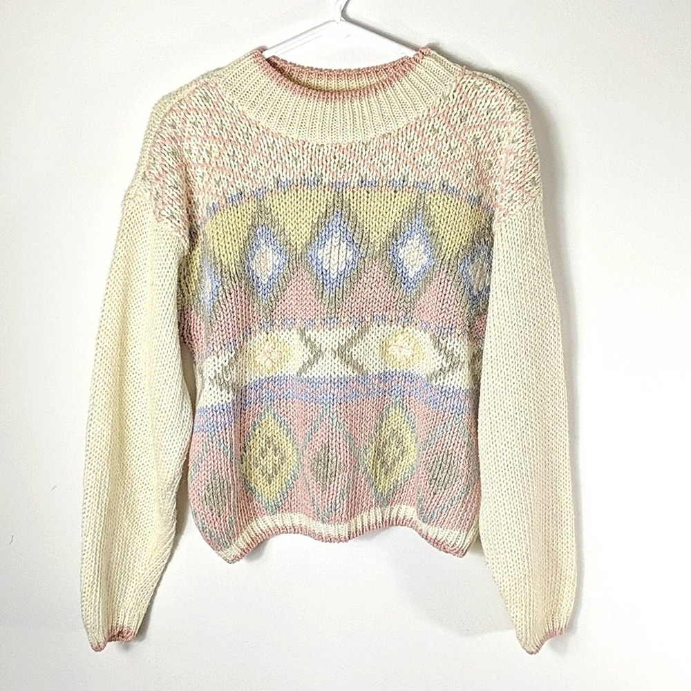 Vintage Nuggets Pastel Geometric Sweater Large